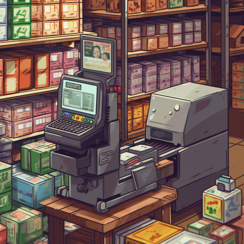 Imagen de una impresora de etiquetas y varias etiquetas de envío.