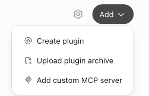 El menú Add en la página Plugins de ChatGPT
