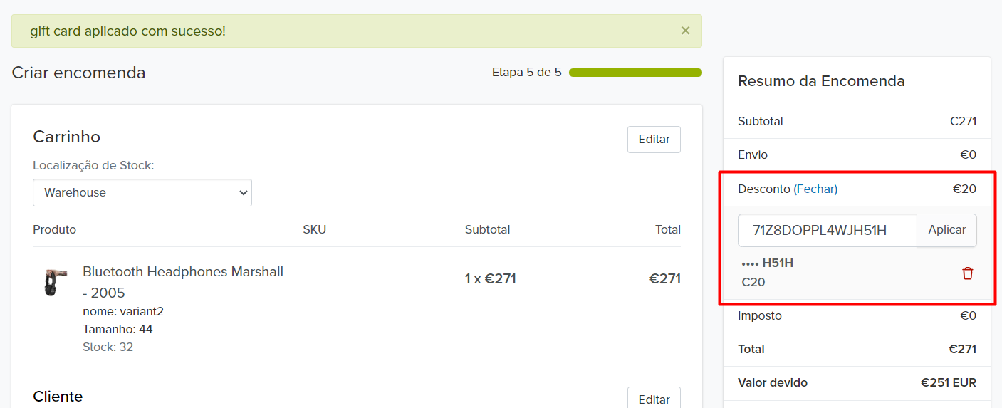 encomenda manual