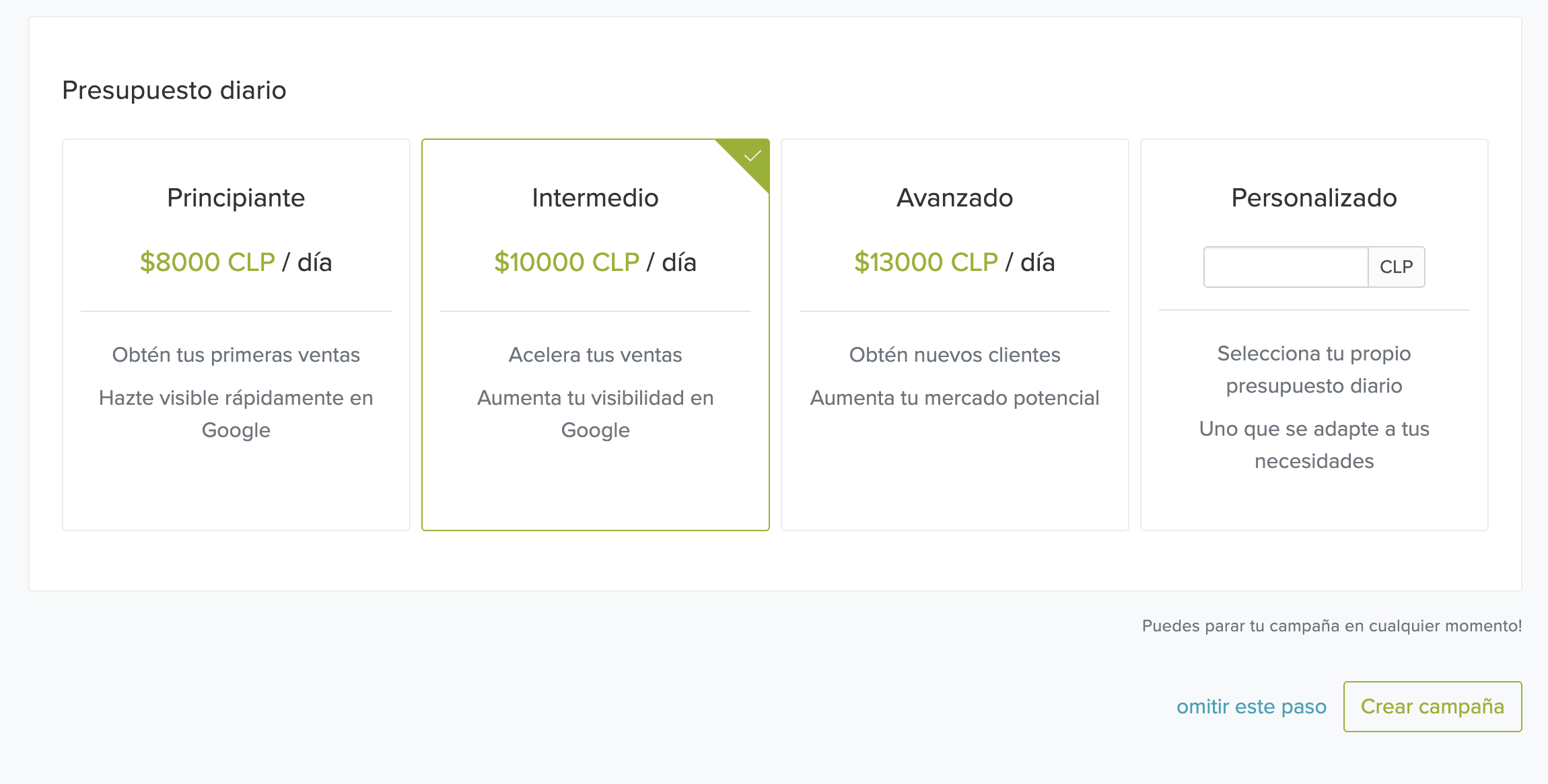 Create Campaign Budget