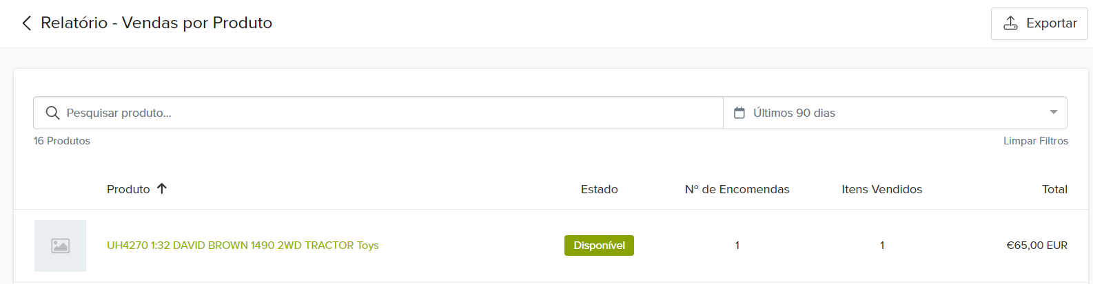 relatório de vendas por produto